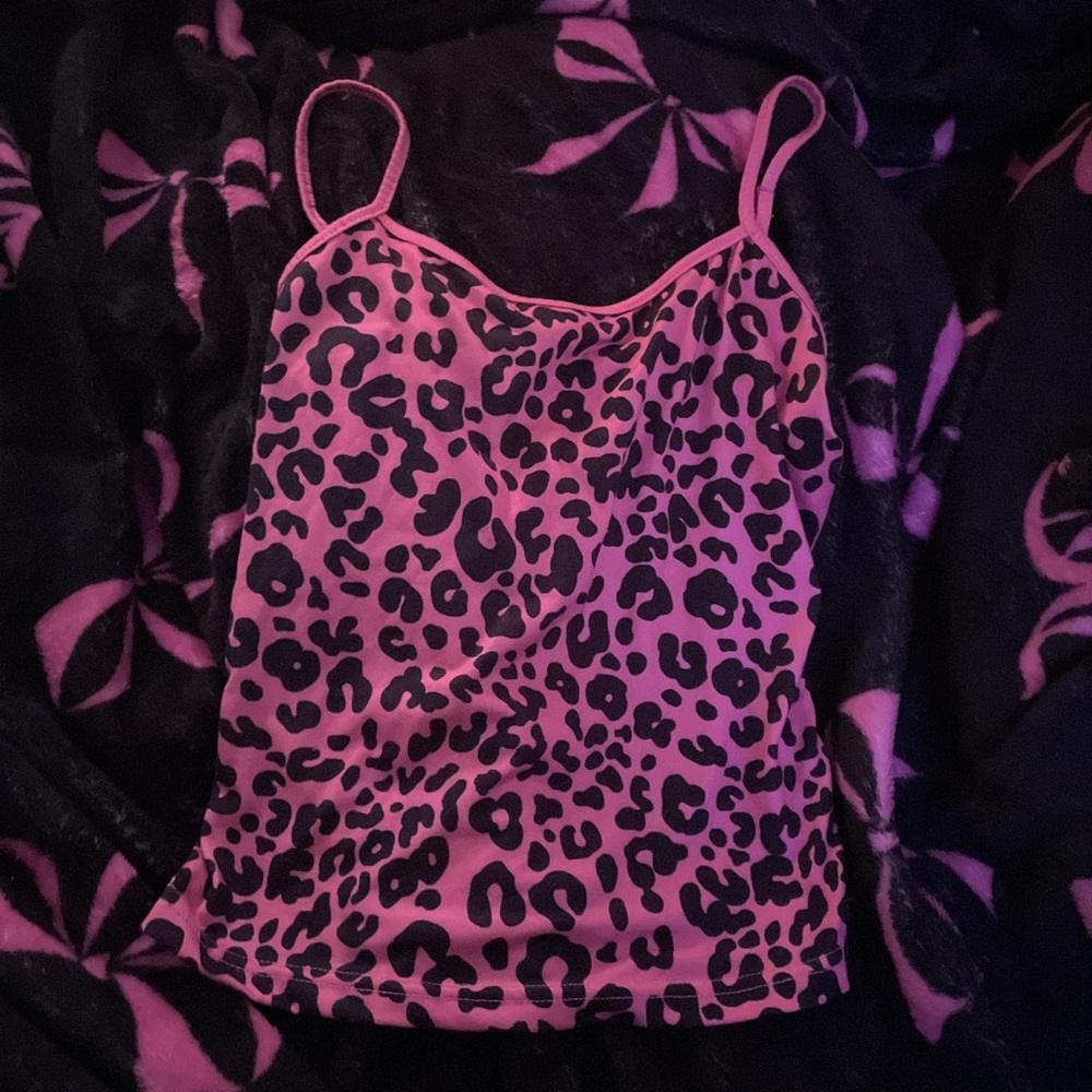 SHEIN Pink and Black Fitted Sleeveless Camisole